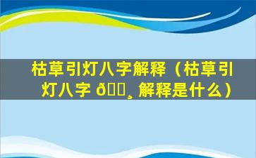 枯草引灯八字解释（枯草引灯八字 🕸 解释是什么）